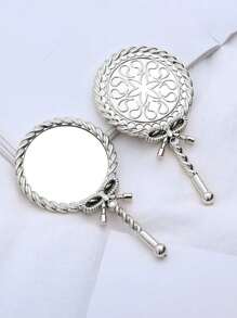 1 pièce Nouveau miroir compact portable de style européen rétro à simple face avec poignée papillon, convient pour le maquillage, les voyages, le camping, un cadeau pour les collègues et les étudiants