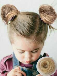 2pcs Kids Synthetic Curly Hair Bun Hairpieces, Suitable For Children To Wear Wigs, Donut Buns, Girls Hair Accessories - Multicolor - View 11