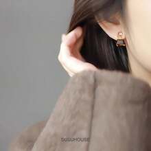 1 Pair Trapezoidal Crystal Earrings, Suitable For Daily Wear - Brown - View 4