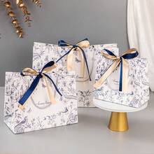 1/5 件新设计礼品袋，复古欧式蝴蝶结手提袋，派对节日礼品包装纸手提袋 - 彩色 - 查看 10
