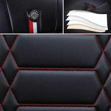 Rivestimenti per Sedili Auto Set Completo, Compatibili con Suzuki Swift, Vitara, Jimny, S-Cross, Baleno, Ignis, Coprisedili in Pelle Universali, Protezioni Regolabili con Montaggio Facile per Tutte le Stagioni - Nero e rosso - Visualizzare 4