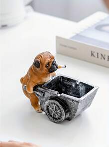 Cendrier en résine créatif en forme de carré de chien carlin. Accessoire de décoration d'intérieur, de bar, cadeau de fantaisie personnalisé sans électricité