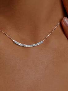 1 件 925 银优雅简约微笑吊坠项链，适合节日礼物 - 銀色 - 查看 1