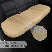 1Pcs Back Seat Covers, Rear Seat Cushions, Adjustable Auto Bench Protector With Breathable PU Leather And Non-Slip Bottom Universal For 4 Season - 米色 - 查看 2