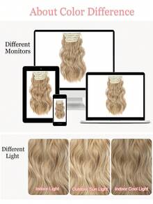 4PCS Clip In Hair Extensions 20inch Wavy Hair Extensions Clip Ins Dirty Blonde With Brown Highlights Hair Extensions Full Head Synthetic Hair Pieces For Women Natural Luster - Linen Gold - View 9