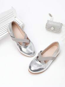 Zapatos planos plateados para niños Zantong 2025, zapatos planos tipo bailarina con correa en el tobillo para niñas, zapatos Mary Jane con flores para niña de las flores para boda, fiesta, escuela, apropiados para niños pequeños y jóvenes