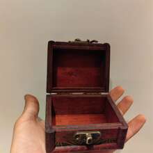 1pc Vintage houten sieradendoos - handgemaakte tijdloze kist, compacte, prachtige herinnering voor sieraden en antieke munthouder