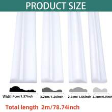 1条2米/78.74英寸自粘3D墙面装饰条，白色柔性DIY墙面装饰条，适用于镜子、窗框和家居装饰 - 彩色 - 查看 4