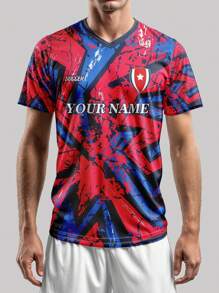 Camiseta de fútbol personalizada 2025, ligera y transpirable de 210g para primavera/verano, cuello en V, con nombre y número personalizados delante y detrás, casual para uso diario, fiestas y reuniones, ajustada