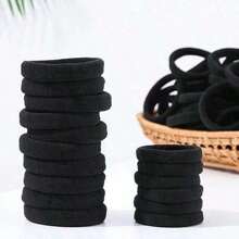 Set de 20/50/100/200 piezas de gomas de pelo elásticas negras, bandas de goma sin costuras simples para coleta, lazos de pelo elásticos de color sólido para mujeres, cómodos, esenciales para el hogar y los viajes de vuelta al colegio