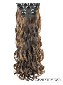 Clip In Hair Extensions, 20 Inch Long Wavy 4PCS Hair Extensions Natural Soft Synthetic Fiber High Temperature Heat Resistance Clip In Hairpieces For Women Weddings Party Daily Use