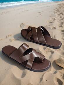 1 Pair Solid Color Casual Business Textured Metallic Comfortable Slip-On Beach Wedding Party Outdoor Shoes, Suitable For Spring/Summer