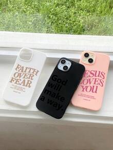 3件裝基督風黑色/米色/粉色手機殼，相容 iPhone 與 Galaxy，適合作為禮物或個人使用 - 彩色 - 查看 3