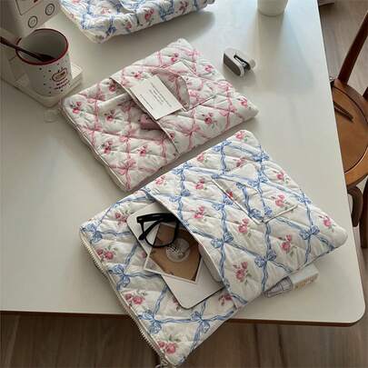 New Korean Ins-Style Butterfly & Ditsy Floral Laptop Sleeve, Soft Touch Protective Bag For 11/13/15 Inch Laptop/Tablet Computer, Women Notebook Case Inner Liner