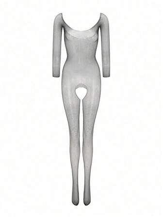 1 st strass fisknät grenlösa leggings - sexiga kvinnors klubbkläder och underkläder för rave