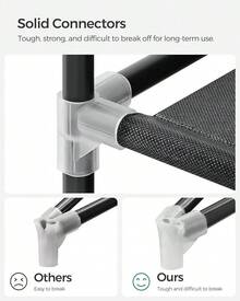 SONGMICS Armario de Tela, Armario Ropero con Cubierta de Tela no Tejida, 45 x 150 x 175, 12 Compartimentos, Marco de Metal, Armario de Dormitorio, Gris LSF03G - Negro - Ver 5