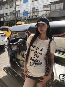 女款短袖T恤，夏季新款設計，高端小眾獨特風格，修身白色上衣休閒款 - 白色 - 查看 9
