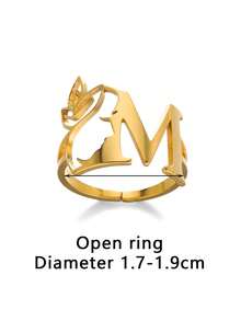 1 Miếng Của phụ nữ Thép không gỉ Vàng Màu sắc Kiểu Mỹ Xu hướng: Cắt giảm & 26 Tiếng Anh Mở Nhẫn , Thời trang Phụ kiện Đối với Sử dụng hàng ngày - Vàng - Xem 11