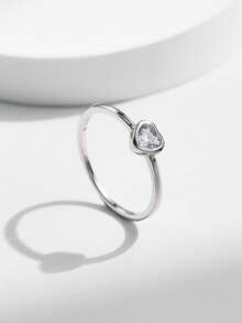 MODIAN Heart-Shaped Cut Moissanite Solitaire Wedding Ring, 925 Sterling Silver D Color, Exquisite Jewelry For Women - Silver - View 5