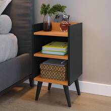 Compacta Max Bedside Table With Niche And Cell Phone Holder - 黑色 - 查看 2