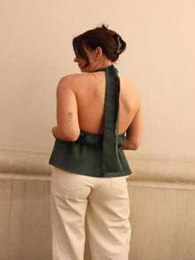 Top Regata Feminino Casual de Primavera/Verão com Amarração, Franzido, Confortável, para Casa e Lazer