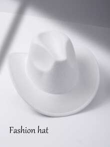 1pc Unisex Western Style Cowboy Hat - Fashionable Curled Brim, Durable Felt, Ideal Gift For Styling Occasions And Parties - A - View 16