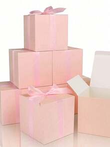 10/20 件粉色方形糖果盒，纯色礼盒适合婚礼、生日派对礼品包装夏季礼物海滩返校学校用品房间装饰 - 粉色 - 查看 7