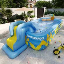 1pc Inflatable Swimming Pool, Outdoor Backyard Pool, Indoor Bathtub, Pink Or Blue Color Optional (Only The Swimming Pool Is Included, No Other Accessories Are Included, The Slide Needs To Be Purchased Separately), Beach Essentials, Beach Accessories, Pool Float