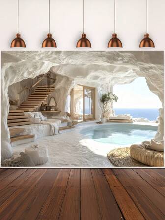 1pc Ancient Greek Style Photography Backdrops Aquarium Stone Cave Photo Background 59.1*39.4/82.7*59.1/106.3*70.9 Inches Newborn Shower Birthday Party Banner Indoor Outdoor Wedding Decoration Supplies