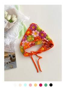 1 Stück Damen Sommer Strandschal, Boho-Stil gestrickter dreieckiger Kopfwickel, handgefertigter gehäkelter Stirnband, ländlicher Stil Kopfwickel Bandana Haartuch