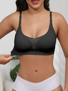 Women's Seamless Wireless Breathable Adjustable Mesh Bra, Autumn - Black - View 6