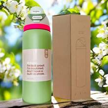 Hervidor de agua para acampar al aire libre de doble bebida O.wala Morandi con pajita, botella de agua para bicicleta aislada de gran capacidad de 32 oz / 945 ml, tiempo de conservación del hielo más de 24 horas, botella de agua con doble aislamiento al vacío, bebidas congeladas, apariencia hermosa, trabajo exquisito, adecuado para acampar, trabajo, uso en interiores