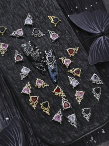 8 Stücke mehrfarbige Gothic Stil 3D Teufelsherz Strass Nail Art Dekorationen, mit Kupfer Zirkonia besetzt, Y2K Metallic Charm, DIY Salon Kunstbedarf, Nagelschmuck, Nagel-Accessoires, Fake Nagel Deko
