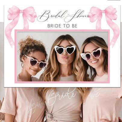 Pink Bow Party Decorations, Pink Bows Photo Booth Props Frame For She's Tying The Knot Bridal Shower Bachelorette Decor Pink Bow Birthday Wedding Party Decorations