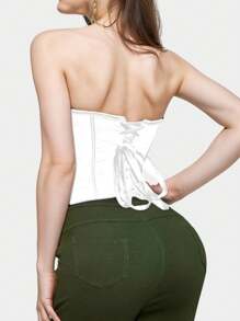 Neue matte schwarze Knopfleiste Fischgräte Schnürung Taille formende enge Bustier Body-Shaper, Party Kurz Top