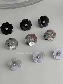3pcs/Set Korean Ins Niche Fashionable Floral Shoe Clips, Pearls & Bowknot Decor For Sneakers