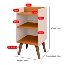 Kit With 2 Bedside Tables With Retro Legs And Compact Max Cell Phone Holder - Beis - Ver 9