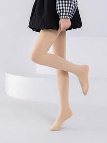2/1 双女童舞蹈紧身裤，儿童打底裤，婴儿无脚紧身裤，肤色，杏色，米色，卡其色，纯色，无脚长袜，薄款，高弹无脚连裤袜，舞蹈袜，休闲适合日常穿着，学院风可爱风格舞蹈裤，春夏四季常规无脚裤，适合学生日常聚会，搭配裙子、短裤、平底鞋，返校打底裤，返校季，学生，新学期，返校，教室 - 彩色 - 查看 3