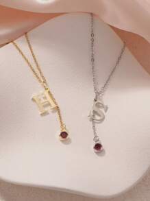Collar personalizado con letra en inglés + gema de piedra natal, collar para miembro de la familia, regalo para el Día de la Madre/San Valentín/Cumpleaños/Aniversario, para amigos, compañeros de clase, graduación, Navidad, regalo familiar premium