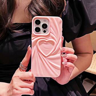 Minimalist Black Matte 3D Heart Shape Phone Case Compatible With IPhone 17 Pro Max/17/17 Air, 16 Pro Max/16/16 Pro/16 Plus, 15/15 Pro Max/15 Pro, 11/12/13/11 Pro/11 Pro Max/12 Pro/12 Pro Max/13 Pro Max/14 Pro/14 Pro Max, XS/XR, Creative & Unique Design