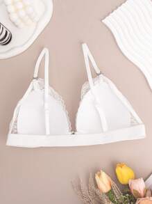 Damen Spitzen Sexy Front Verschluss Push-Up Drahtloser Lingerie BH, nahtloser rückenfreier Lingerie Bralette