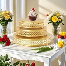 1pc Gold Dessert Table Cake Rack Decoration, European Wedding Iron Cake Tray, Afternoon Tea Rack, Fruit Plate Cake Tray, Suitable For Wedding Birthday Party - Multicolor - View 5