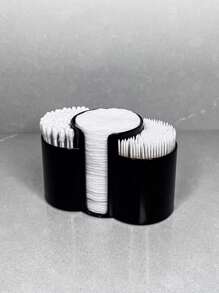 1pc Clear Swab Dispenser Holder, Bathroom Container 3 Section Swab And Makeup Pad Holder, Dressing Table Organizer For Swabs, Pads, Dental Floss,For Holiday Beach, Bathroom Collection, Bedroom Collection, Large Capacity