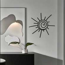 Hello Young Bohemian Sun Burst Metal Wall Art,1pc Transverse Orientation Sunburst Wall Hanging Decor,Outdoor Indoor Beach Sign Poolside Artwork,Power-Free Metal Wall Pediments,Featherless,Home Decor ,Room Decor,Wall Decor Bedroom Decor