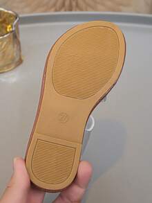 Summer Kids Flat Sandals, Woven Strap Decor. Suitable For Beach Holiday, Travel, Shopping, Casual Home Wear