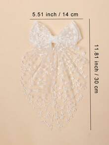 1pc Girls Elegant Cute White Lace Embroidered Bowknot Hair Clip, Wedding Hair Accessory, Suitable For Teens, Daily, Holiday, Party Wear, New Year, Valentine's Day, Back To School - Multicolor - View 7