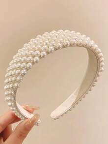 1pc Elegant Street Style Pearl Headband, Versatile Lady's Fashion Hair Accessory, Suitable For Daily Wear,Hairband,Hair Hoop Headbands Head Accessories - White - View 12