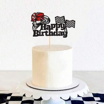 1pc Motorcycle, Bicycle, Racing Car Cupcake Toppers, Extreme Sports Biker Theme Cake Decorations For Birthday Party, Baby Shower