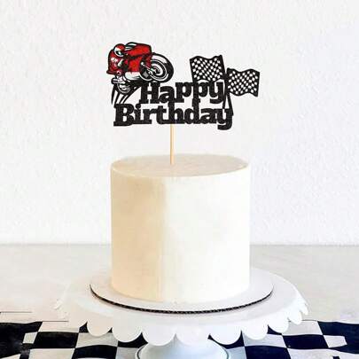 1pc Motorcycle, Bicycle, Racing Car Cupcake Toppers, Extreme Sports Biker Theme Cake Decorations For Birthday Party, Baby Shower