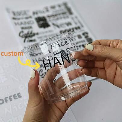 50pcs Custom UV DTF Transfer Stickers, 8cm/5cm/3cm Personalized Stickers, Labels, Alphabet Theme, PVC Material, Matte Finish, Glitter Decorative, Waterproof Ceramic Decal, Single-Use, Suitable For Beverage/Glass,Multi-Functional,Ornamental,Reusable,Modern,Colorful,Cute,Vintage,Cartoon,Kawaii,Custom,Personalized,Unique,Customized,Workers,Clients,Students,For Business/Work/Office,For School,School Supplies,Back To School